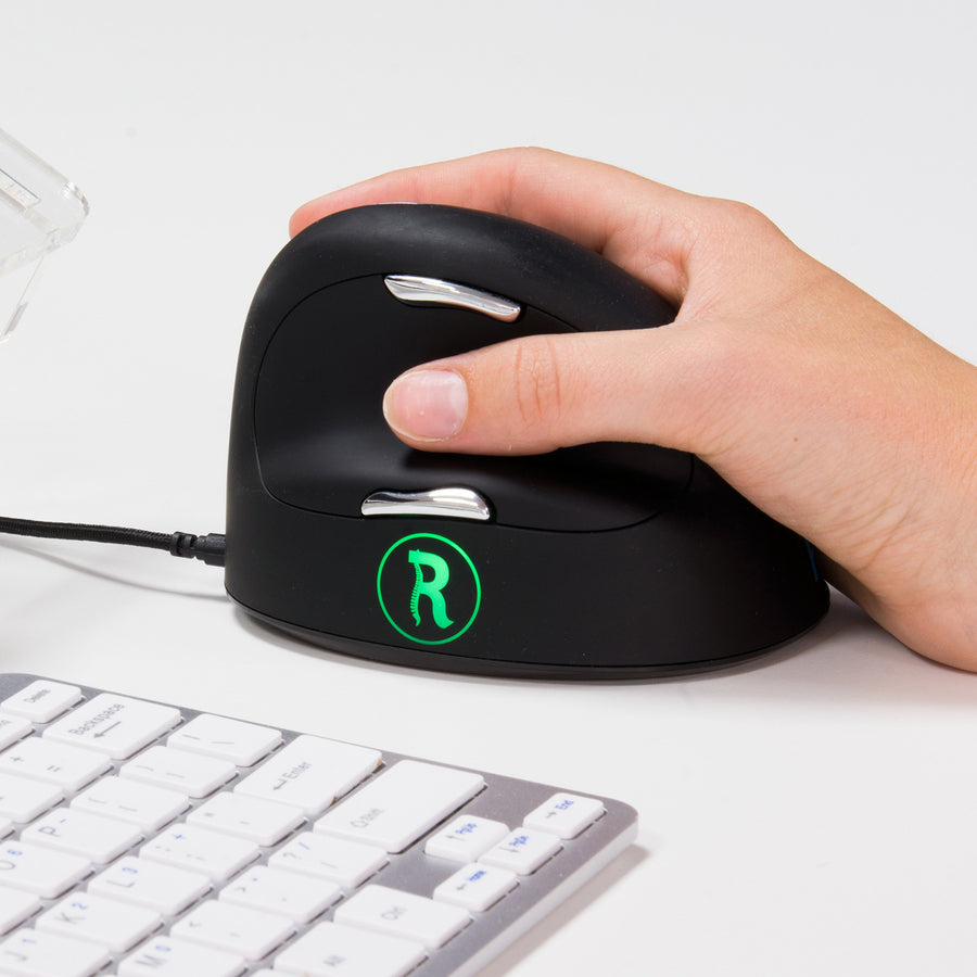 R-Go HE Break ergonomic mouse, vertical mouse with break software, prevents RSI, large (hand length &ge; 185mm), right handed, wired, black RGOBRHEMLR