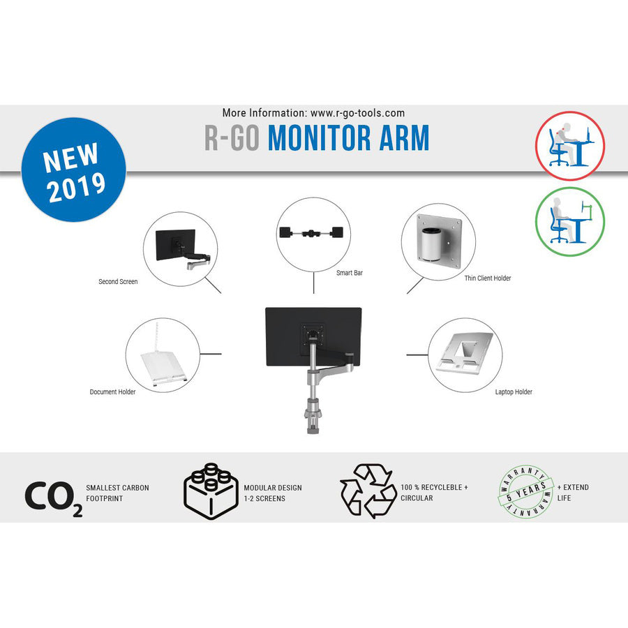 R-Go single monitor arm, Caparo 4 RGOVLCA4SI