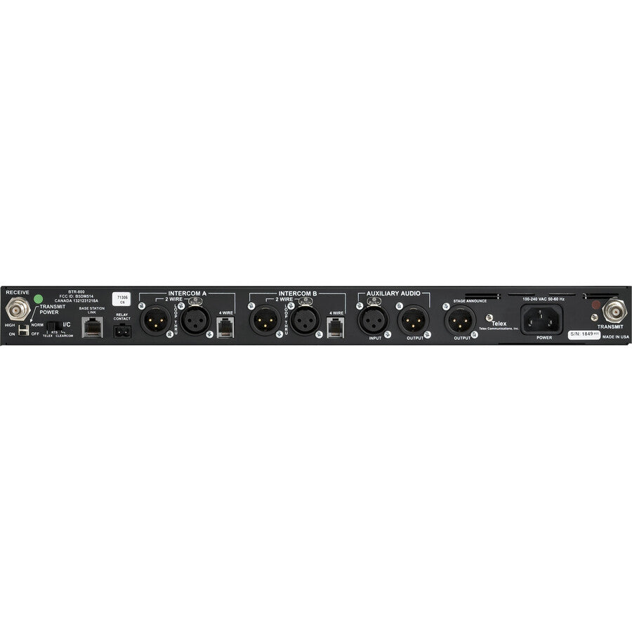 RTS Two-Channel UHF Synthesized Wireless Intercom Base Station BTR-800-F1R