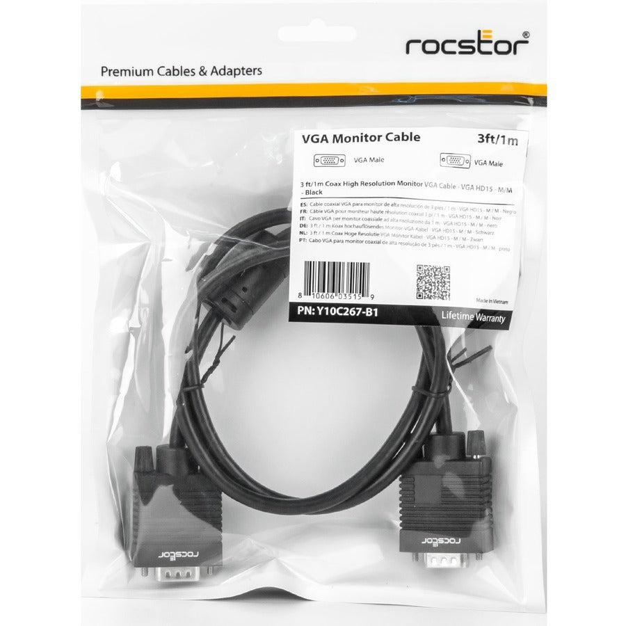 Rocstor High Resolution VGA Monitor Cable Y10C267-B1
