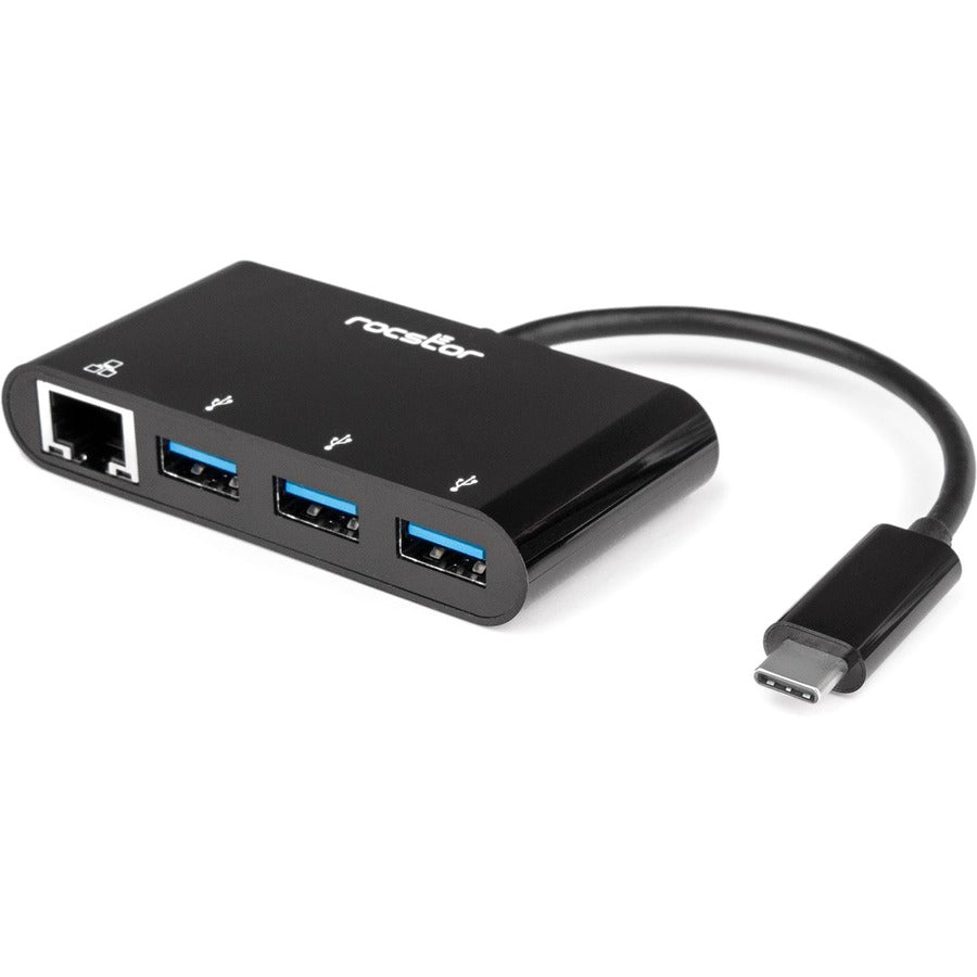 Rocstor Premium USB-C to USB-A(3.0) 3 Port Hub with Gigabit Ethernet Y10A251-B1