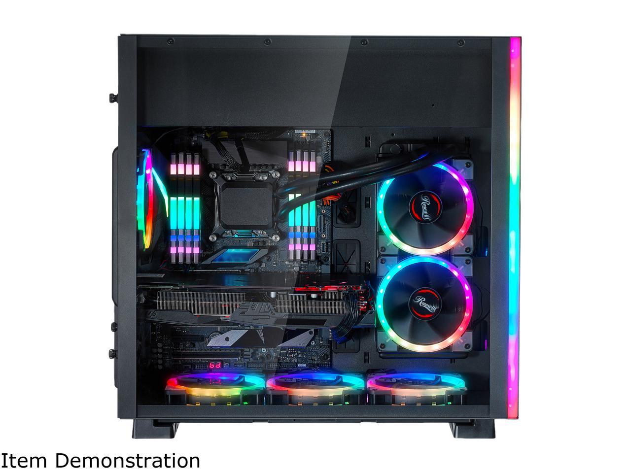 Rosewill Atx Mid Tower Gaming Pc Computer Case With Rgb Software Sync Dual Ring Rgb Led Fans