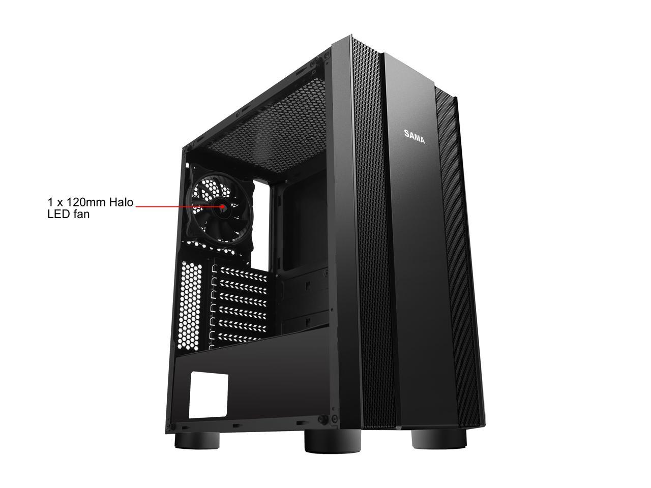 Sama Sama-Z3 Black Steel / Tempered Glass Atx Mid Tower Computer Case