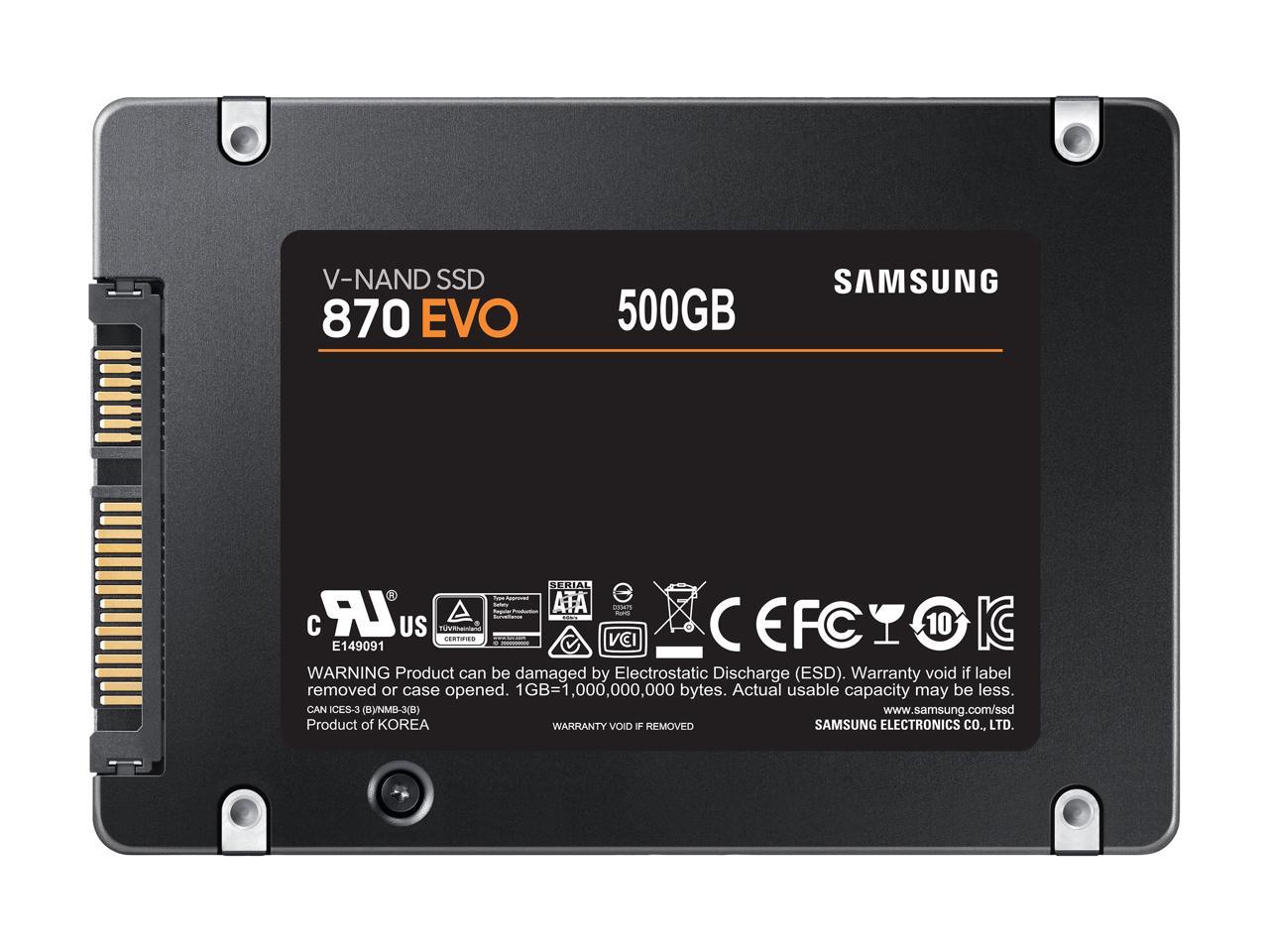 Samsung 870 Evo Series 2.5" 500Gb Sata Iii V-Nand Internal Solid State Drive (Ssd) Mz-77E500B/Am
