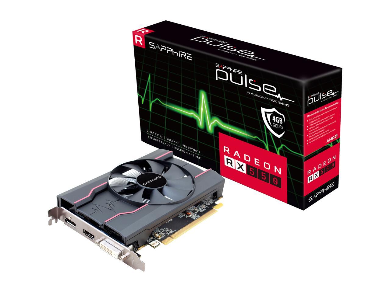 Sapphire Radeon Rx 550 Directx 12 100414P4Gl 4Gb 128-Bit Gddr5 Video Card