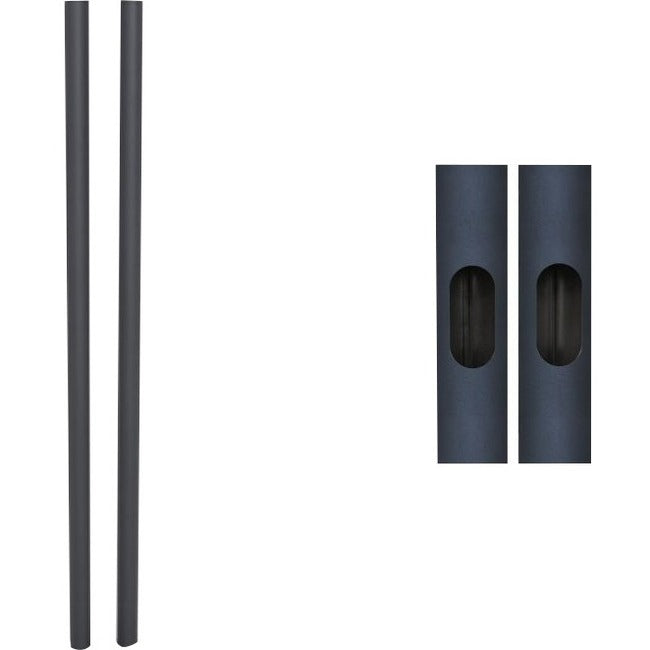 Set Of 84In Blk Repl Poles Cut,In Half