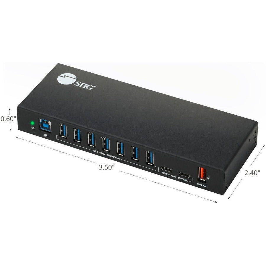 SIIG 10 Port Industrial USB 3.1 Gen 1 Hub with Dual USB-C & 65W Charging ID-US0811-S1