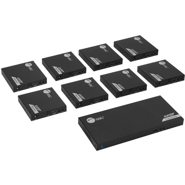 SIIG 1x8 4K 60Hz HDMI Splitter Over Cat6 Extender with Loopout/IR/ARC & RS-232 - Up to 230ft (70m) - Near Zero Latency CE-H27B11-S1