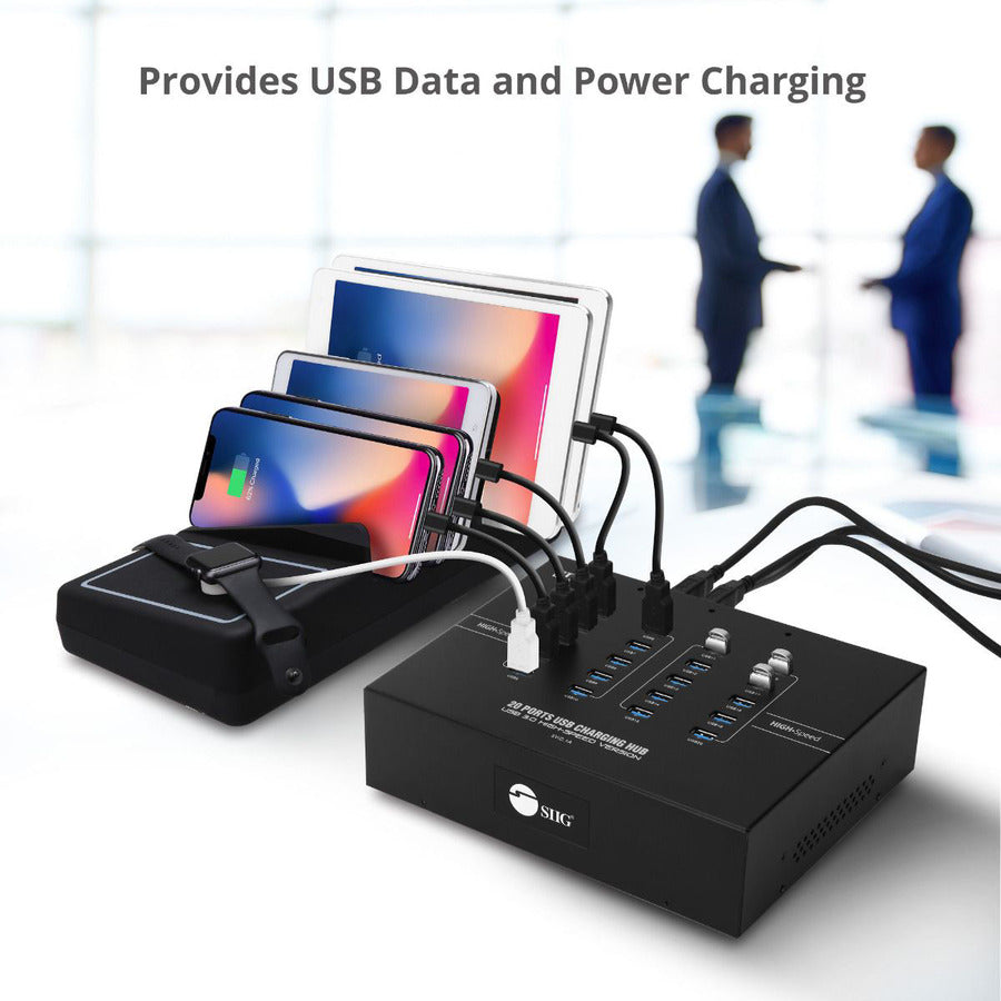 SIIG 20-Port Industrial USB 3.0 Hub with Charging - 200W ID-US0611-S1
