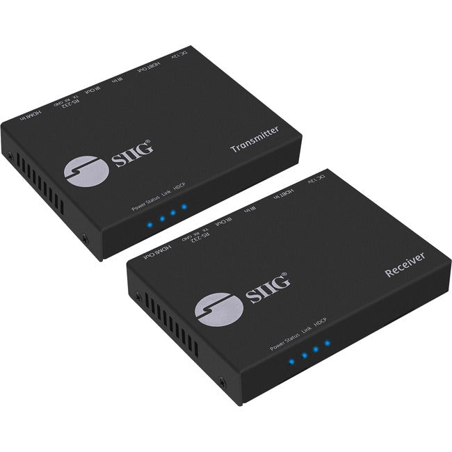 SIIG 4K HDMI HDBaseT Extender Over Single Cat5e/6 with RS-232, IR & PoC - 60m CE-H23E11-S1