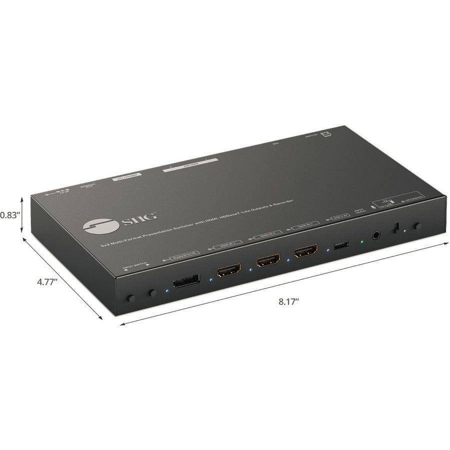 SIIG 5x3 Multi-Format 4K 60Hz Presentation Switcher & Recorder 230ft - TAA Compliant CE-H26S11-S1