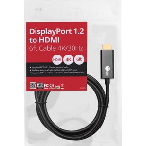 SIIG DisplayPort 1.2 To HDMI 6ft Cable 4K/30Hz CB-DP1Q12-S1