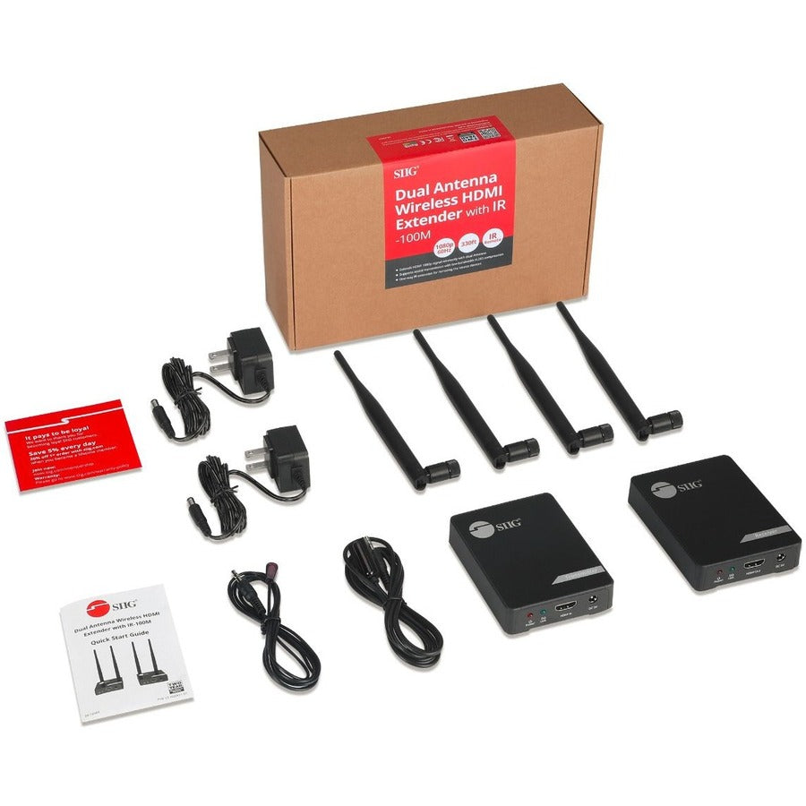 SIIG Dual Antenna 5G Wireless 1080p HDMI Extender with IR - 100M CE-H26X11-S1