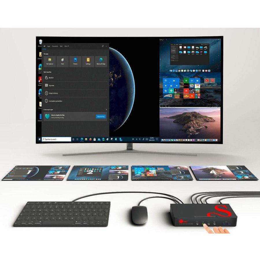 SIIG Full HD Quad-View 1080p HDMI KVM Switch MultiView Processor CE-KV0A11-S1