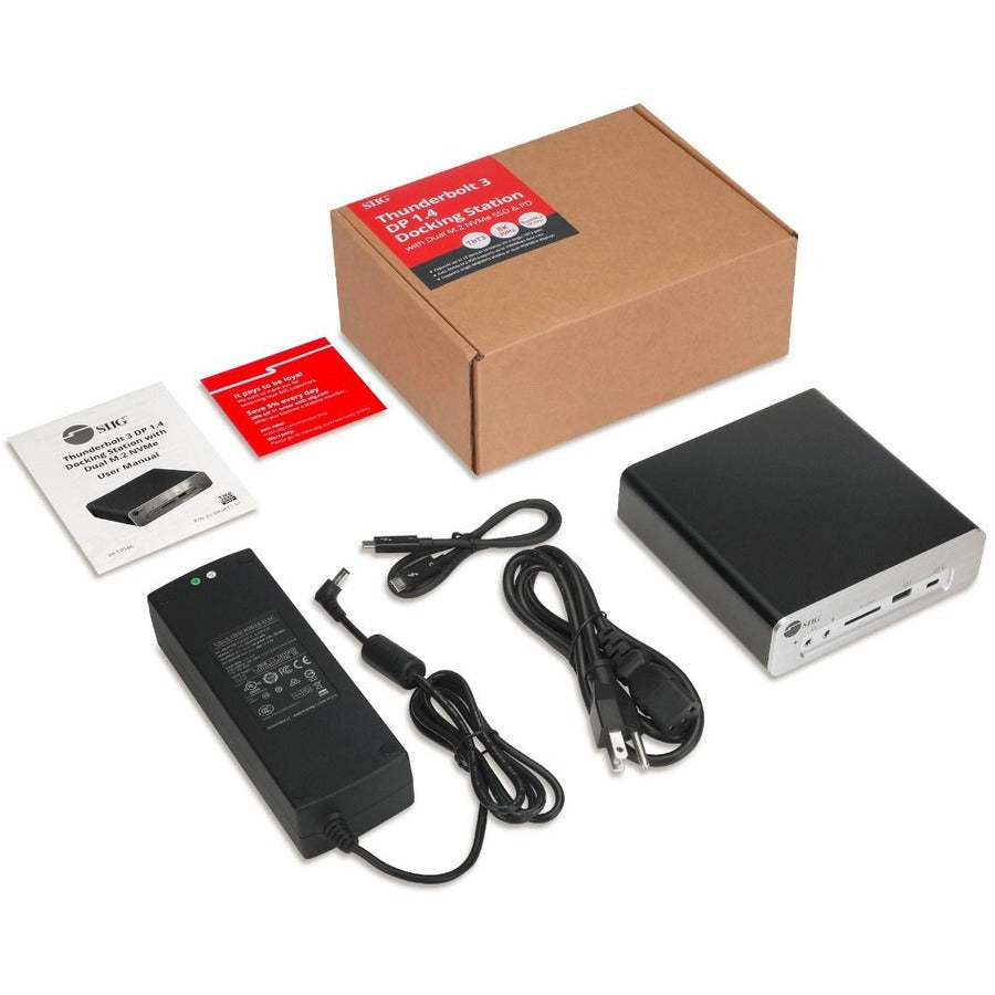 SIIG Thunderbolt 3 DP 1.4 Docking Station with Dual M.2 NVMe SSD & 96W PD JU-DK0K11-S1