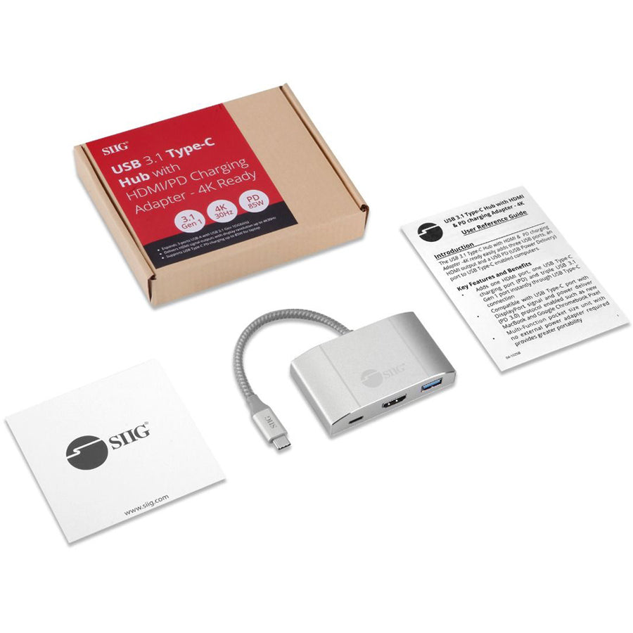 SIIG USB 3.1 Type-C Hub with HDMI & PD Charging Adapter - 4K Ready JU-H30612-S2