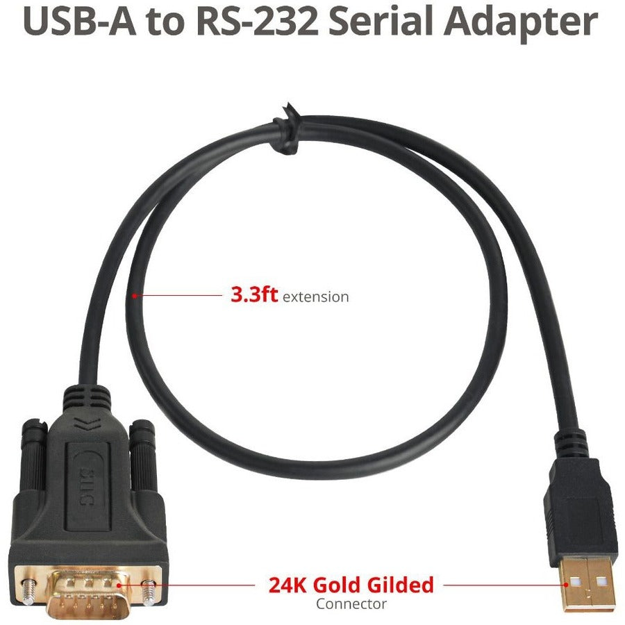 SIIG USB to RS-232 Serial Adapter Cable - FTDI FT232 JU-CS0311-S1