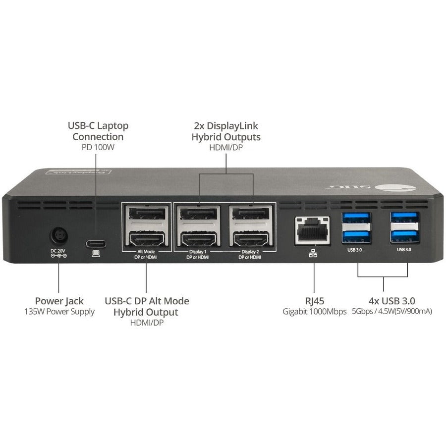 SIIG Universal Hybrid Triple 4K Video Docking Station with PD 3.0 100W JU-DK0J11-S1