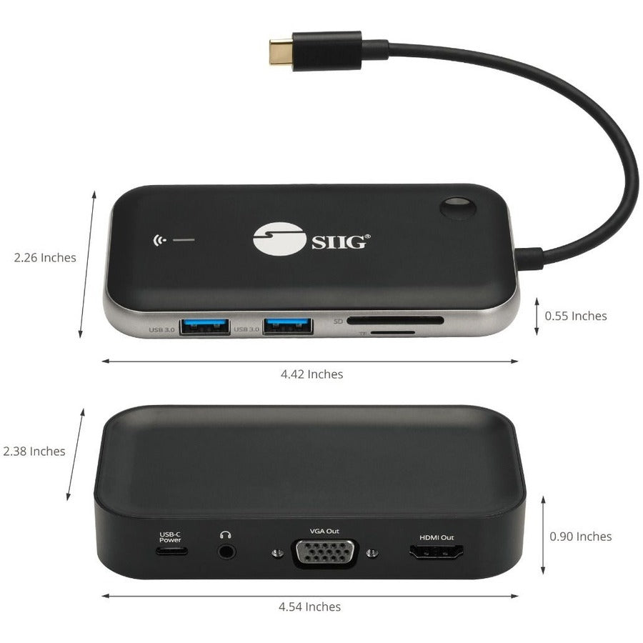 SIIG Wireless USB-C Video Hub Extender 1080p - 32Ft CE-H26P11-S1