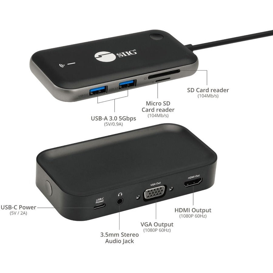 SIIG Wireless USB-C Video Hub Extender 1080p - 32Ft CE-H26P11-S1