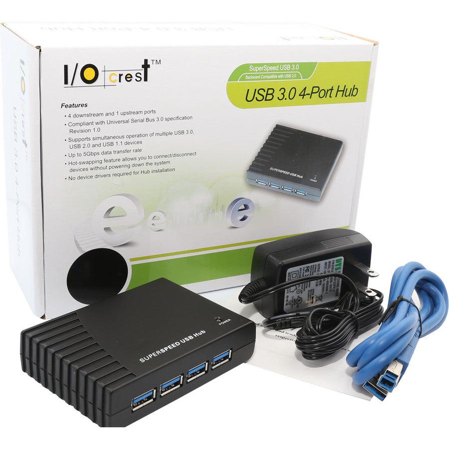 SYBA Multimedia 4 Port USB 3.0 Hub with Power Adapter SY-HUB20062