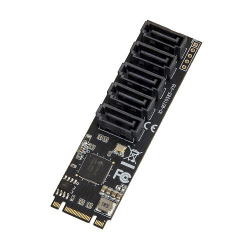 SYBA Multimedia 5 port Non-RAID SATA III 6Gbp/s to M.2 B+M Key Adapter PCI-e 3.0 x2 bandwith SI-ADA40141