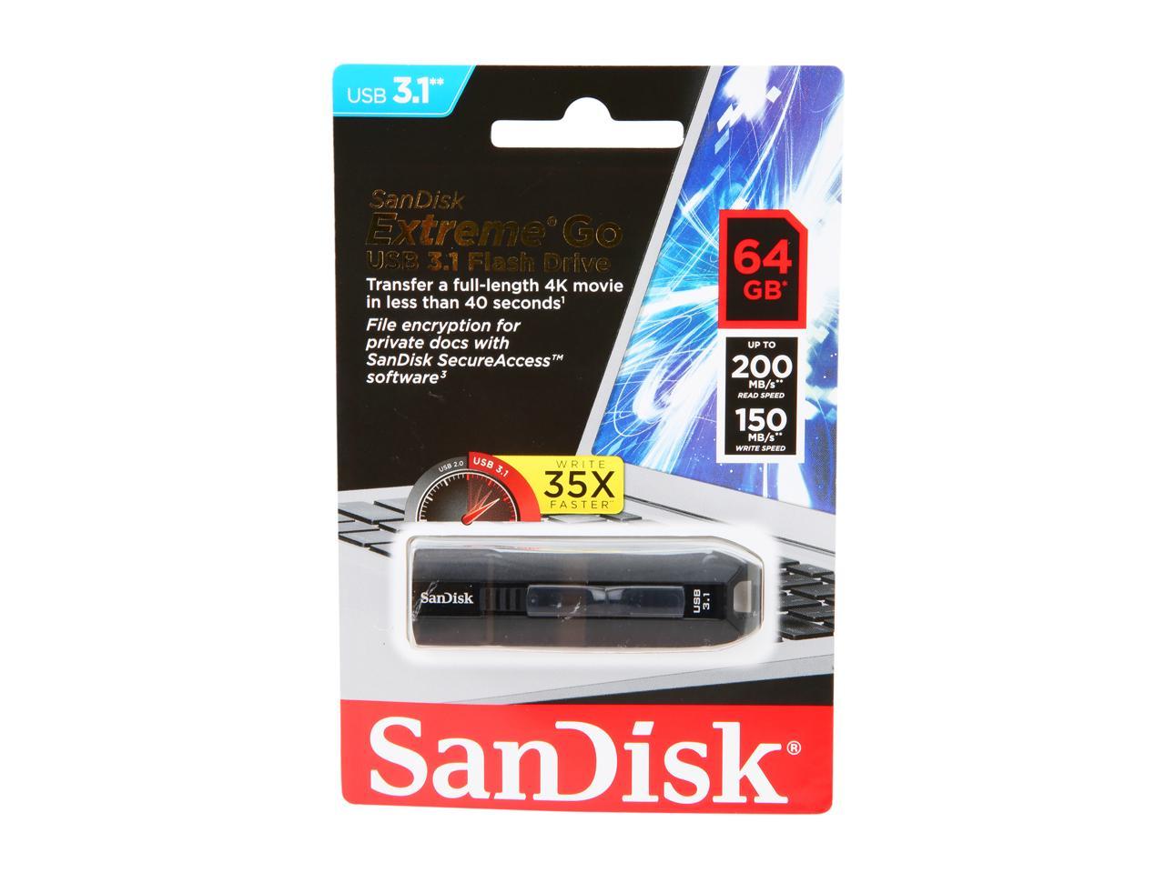 Sandisk 128Gb Extreme Go Usb 3.1 Flash Drive, Speed Up To 200Mb/S (Sdcz800-128G-G46)