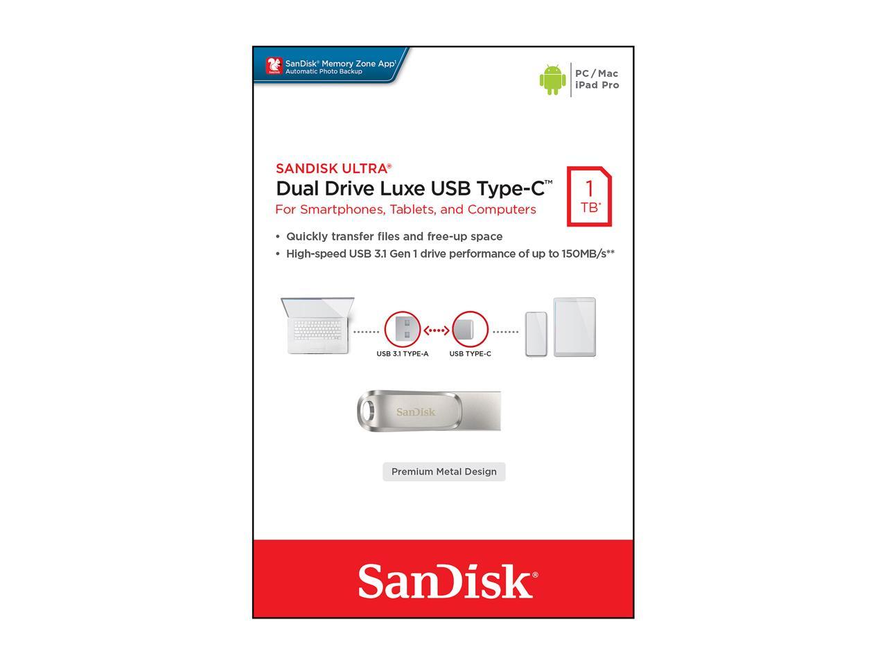 Sandisk 1Tb Ultra Dual Drive Luxe Usb Type-C Flash Drive (Sdddc4-1T00-G46)