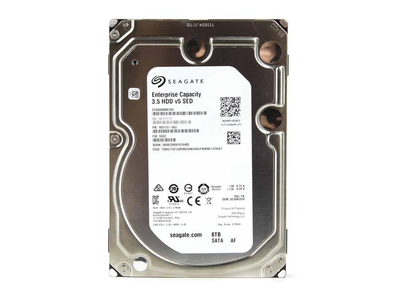 Seagate Enterprise Capacity 3.5'' Hdd 8Tb 7200 Rpm 512E Sata 6Gb/S 256Mb Cache Secure Model Internal Hard Drive St8000Nm0105