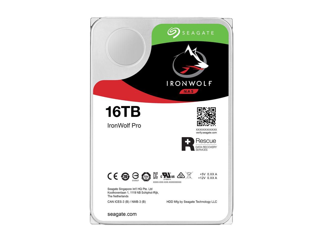 Seagate-IMSourcing IronWolf Pro ST16000NE000 16 TB Hard Drive - 3.5 Internal - SATA (SATA/600) - Conventional Magnetic Recording (CMR) Method"