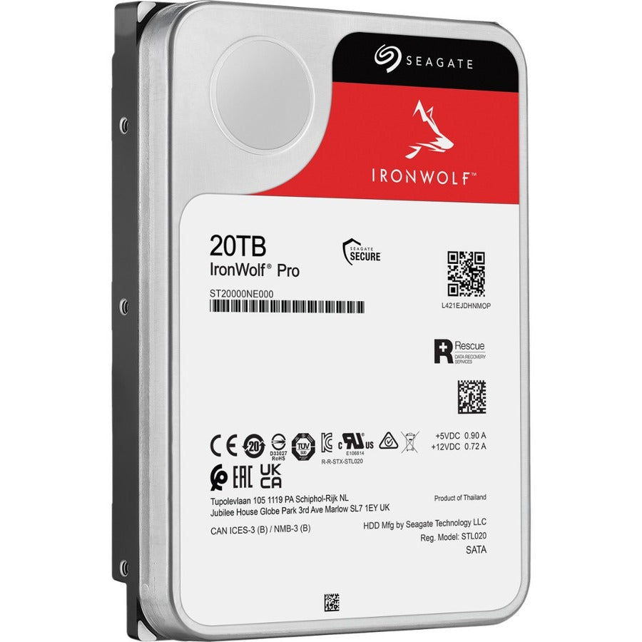 Seagate IronWolf Pro ST20000NE000 20 TB Hard Drive - 3.5 Internal - SATA (SATA/600) - Conventional Magnetic Recording (CMR) Method"