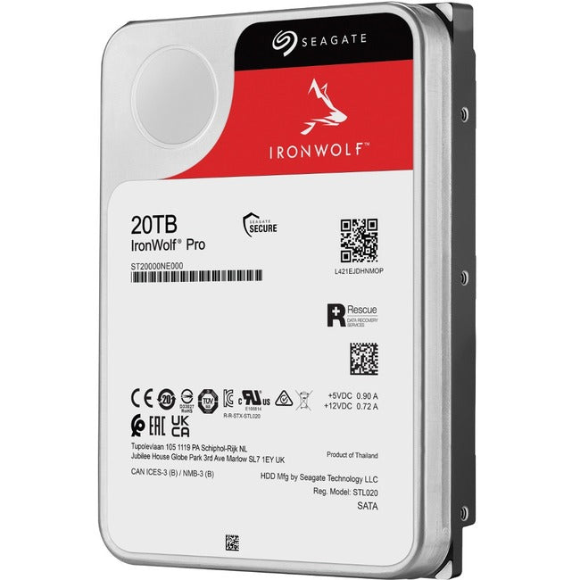 Seagate IronWolf Pro ST20000NE000 20 TB Hard Drive - 3.5 Internal - SATA (SATA/600) - Conventional Magnetic Recording (CMR) Method"