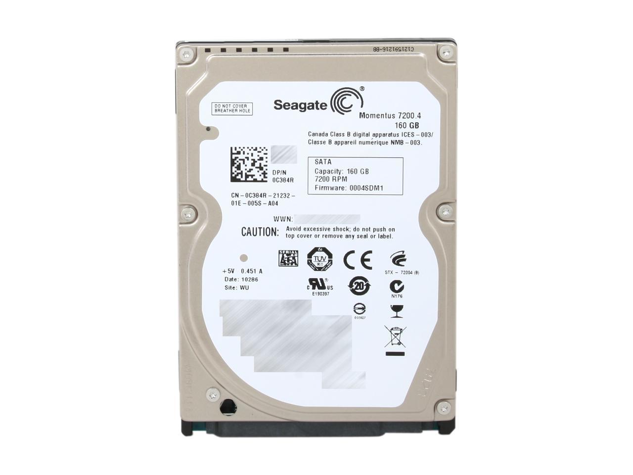 Seagate Momentus 7200.4 St9160412Asg 160Gb 7200 Rpm 16Mb Cache Sata 3.0Gb/S 2.5" Internal Notebook Hard Drive With G-Force Protection Bare Drive