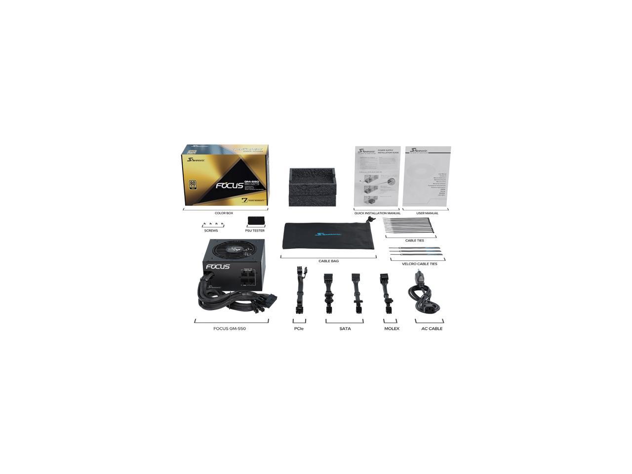 Seasonic Focus Gm-550, 550W 80+ Gold, Semi-Modular, Fits All Atx Systems, Fan Control In Silent