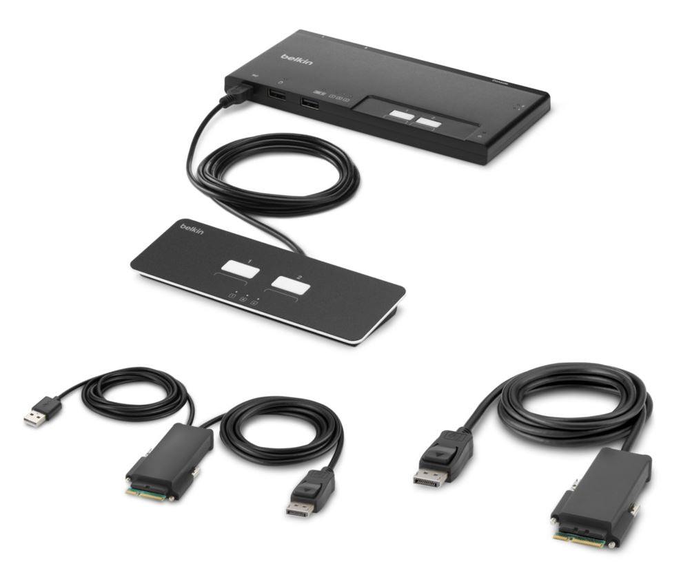 Secure KVM Switch DisplayPort 2-Port - NIAP PP4.0 Certified Enterprise Device | Belkin F1DN102MOD-PP-4