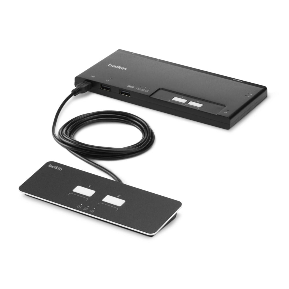 Secure KVM Switch NIAP PP 4.0 - 2-Port Modular Base Unit with Remote | Belkin F1DN102MOD-BA-4