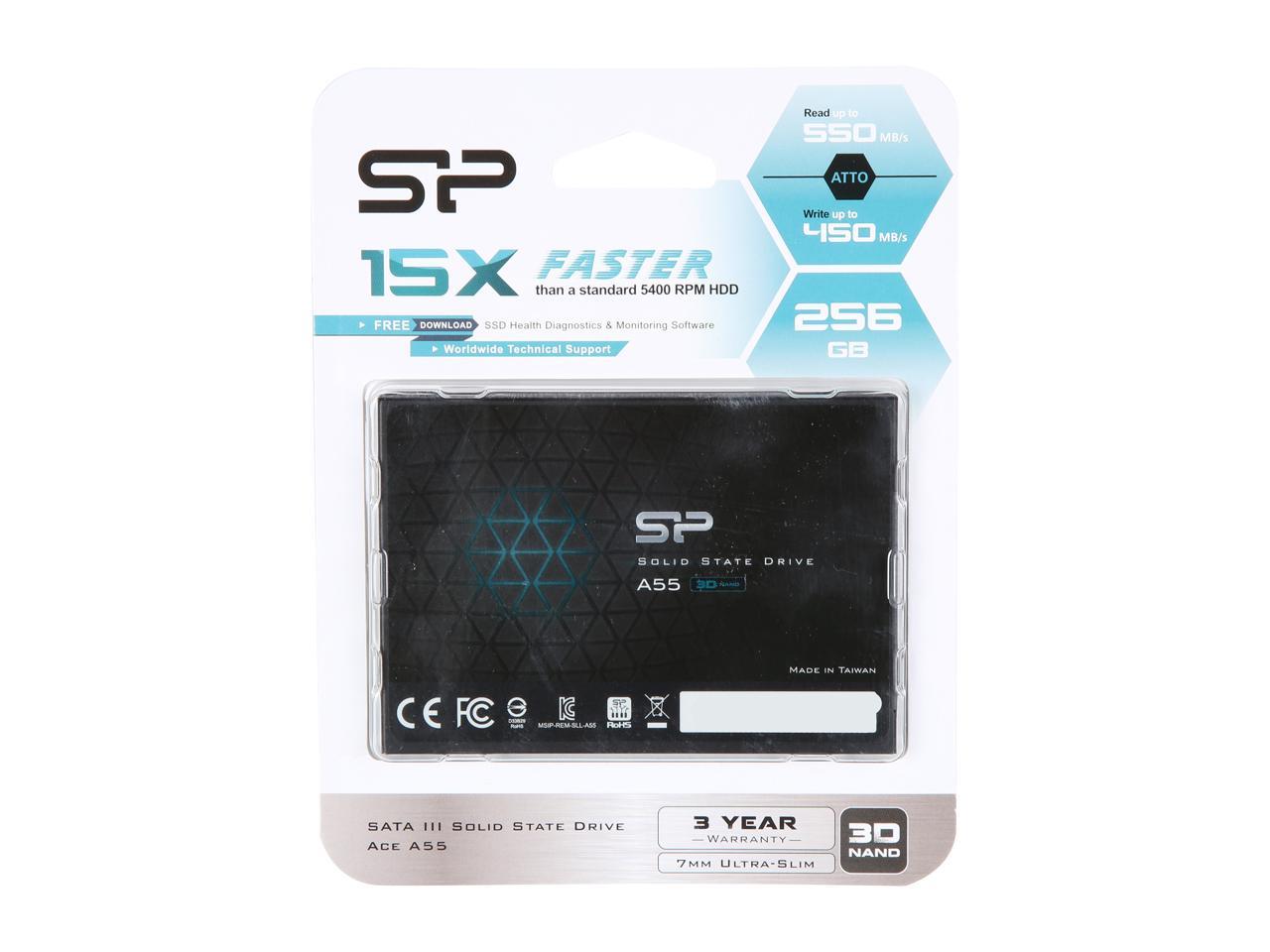 Silicon Power Ace A55 2.5" 256Gb Sata Iii 3D Tlc Internal Solid State Drive (Ssd) Su256Gbss3A55S25Nb