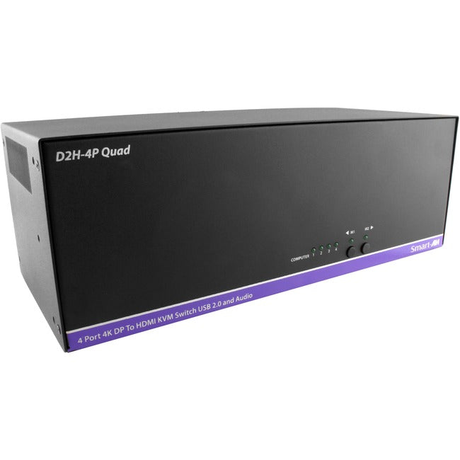 Smart-AVI D2H-4P-QUAD-S DisplayPort to HDMI KVM Switch - 4K Multi-Monitor | Tecisoft