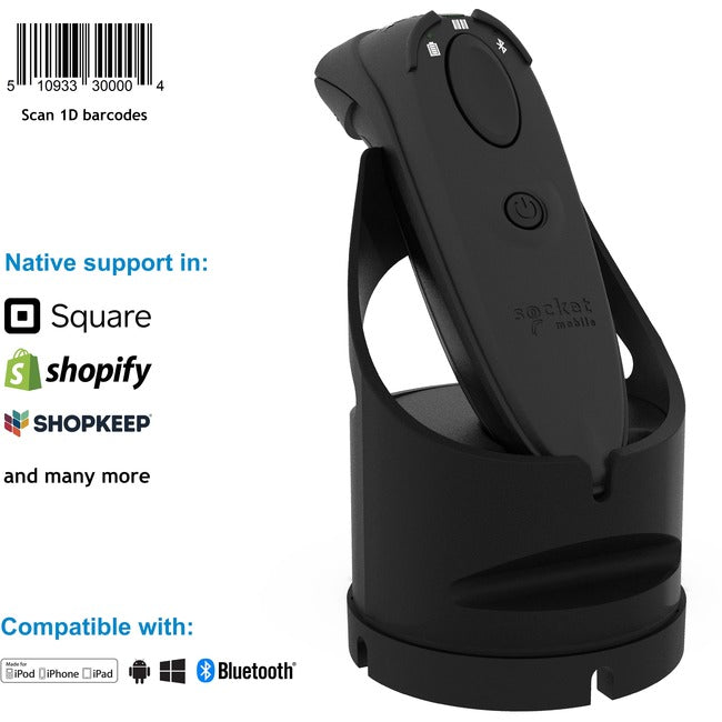 Socket Mobile DuraScan&reg; D700, Linear Barcode Scanner, Black & Charging Dock CX3777-2537