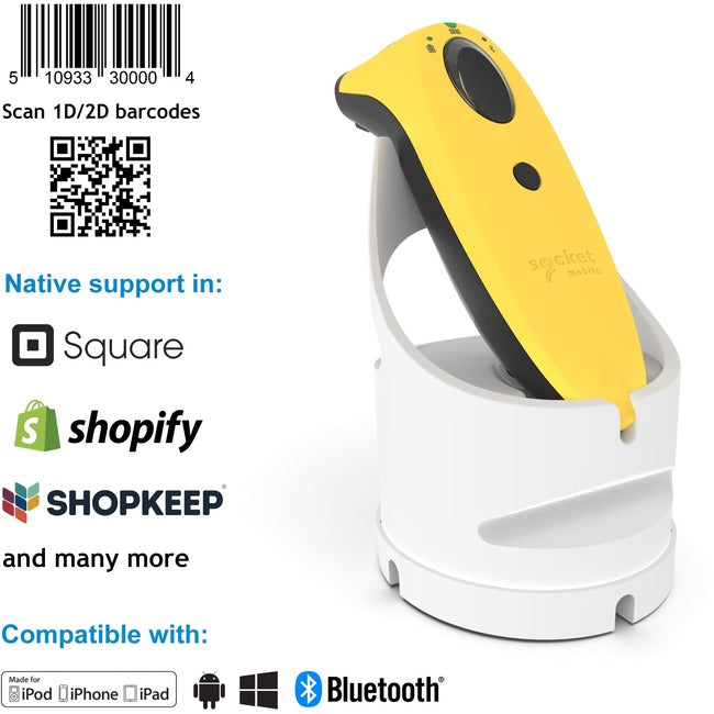 Socket Mobile Socketscan&Reg; S740, Universal Barcode Scanner, Yellow & White Dock