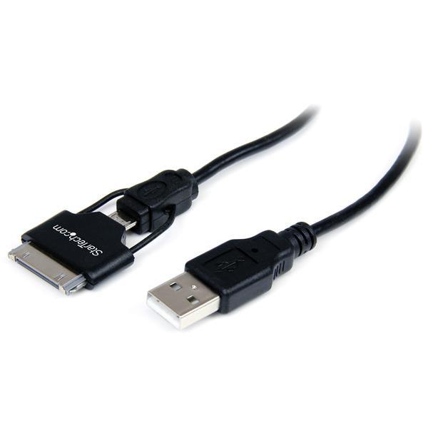 Startech.Com 0.65M (2 Ft) Short Apple 30-Pin Dock Connector Or Micro Usb To Usb Combo Cable For Iphone / Ipod / Ipad
