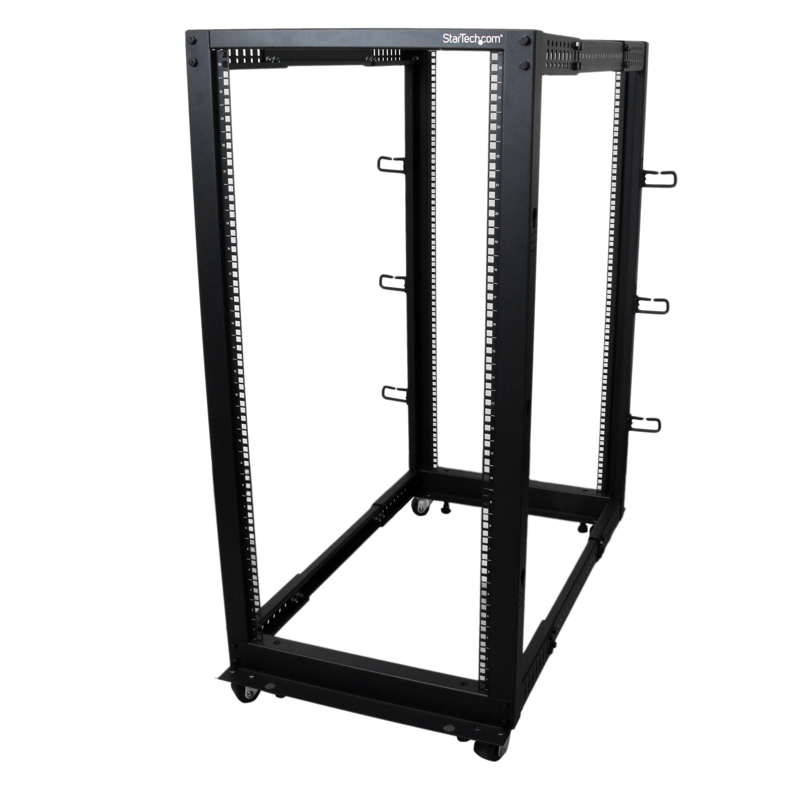 Startech.Com 25U Open Frame Server Rack - 4 Post Adjustable Depth (23" To 41") Network Equipment Rack W/ Casters/ Levelers/ Cable Management (4Postrack25U)