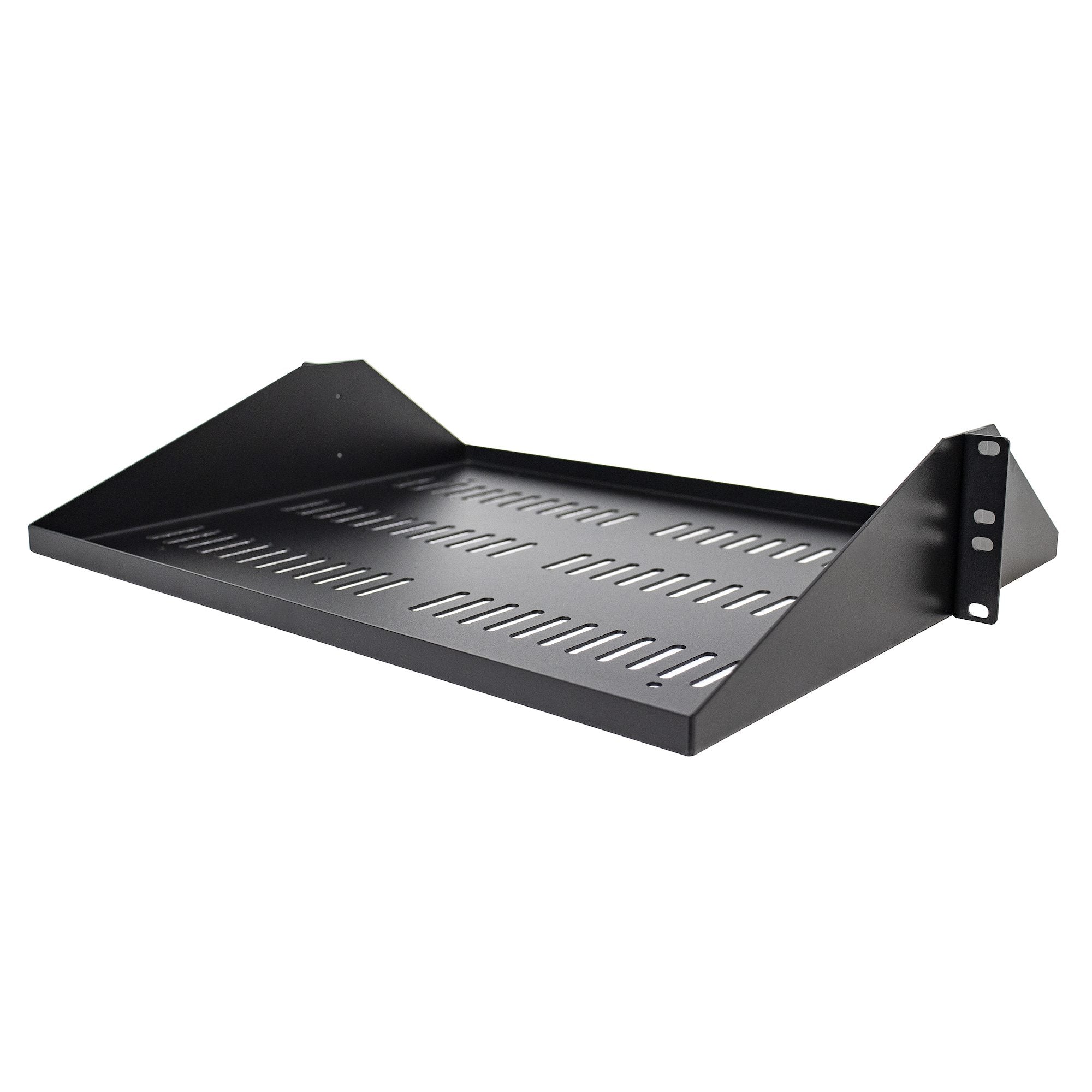 Startech.Com 2U Server Rack Shelf - Universal Vented Rack Mount Cantilever Tray For 19" Network Equipment Rack & Cabinet - Durable Design - Weight Capacity 200Lb/91Kg - 14" Deep Shelf, Black