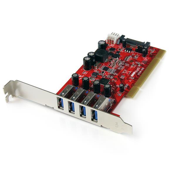 Startech.Com 4 Port Pci Superspeed Usb 3.0 Adapter Card With Sata / Sp4 Power
