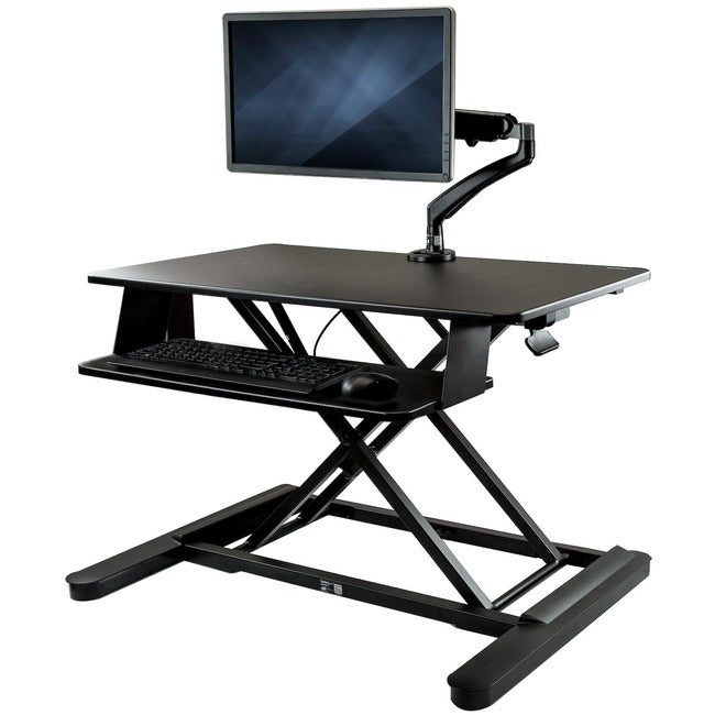 Startech.Com Sit-Stand Desk Converter With Monitor Arm - Up To 26" Monitor - 35" Wide Work Surface - Height Adjustable Standing Desk Converter