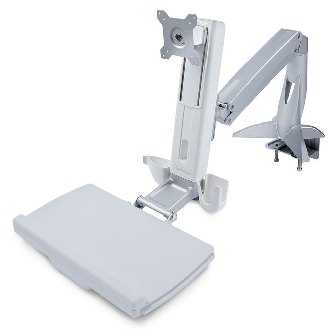 Startech.Com Sit-Stand Monitor Arm, Keyboard Tray, Desk Mount Sit-Stand Workstation Up To 27 Inch Vesa Display, Standing Desk Converter