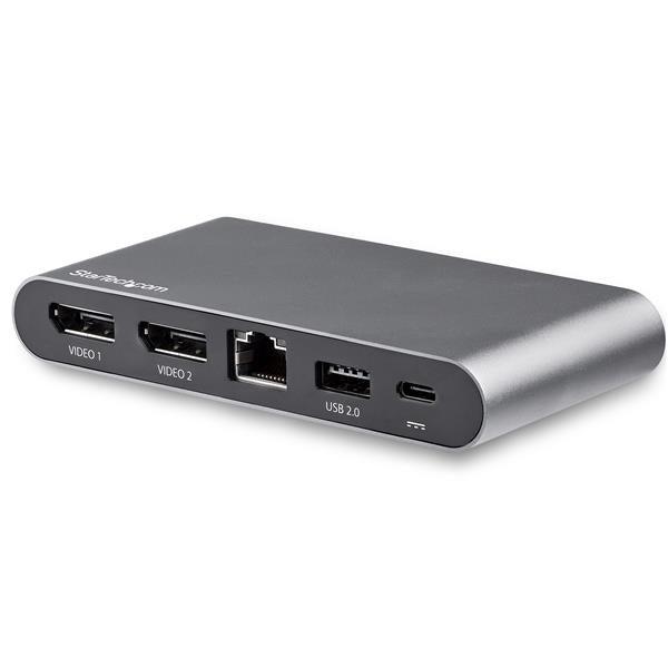 Startech.Com Usb C Dock - 4K Dual Monitor Displayport - Mini Laptop Docking Station - 100W Power Delivery Passthrough - Gbe, 2-Port Usb-A Hub - Usb Type-C Multiport Adapter - 3.3' Cable