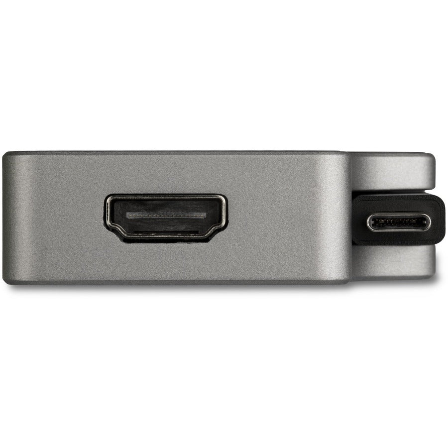 StarTech.com USB C Multiport Video Adapter 4-in-1 - 95W Power Delivery - Space Gray - Aluminum - 4K60Hz - Wrap-Around Cable - USB C Adapter (CDPVDHMDPDP)