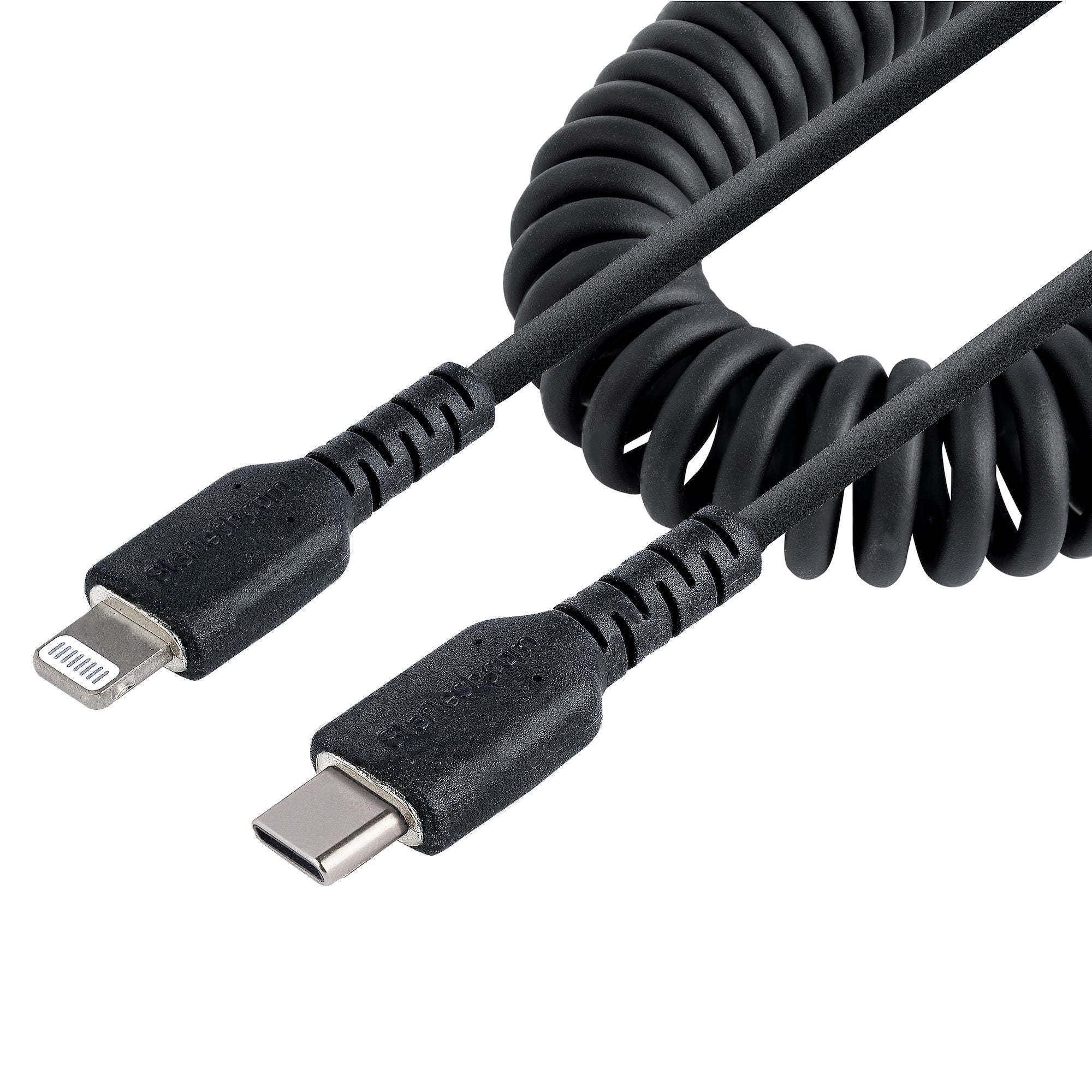 Startech.Com Usb C To Lightning Cable 20In / 50Cm, Mfi Certified, Coiled Iphone Charger Cable,