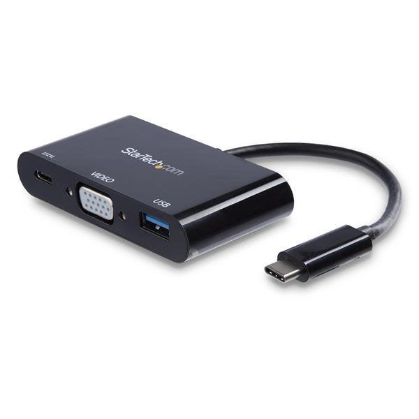 Startech.Com Usb-C To Vga Multifunction Adapter With Power Delivery And Usb-A Port